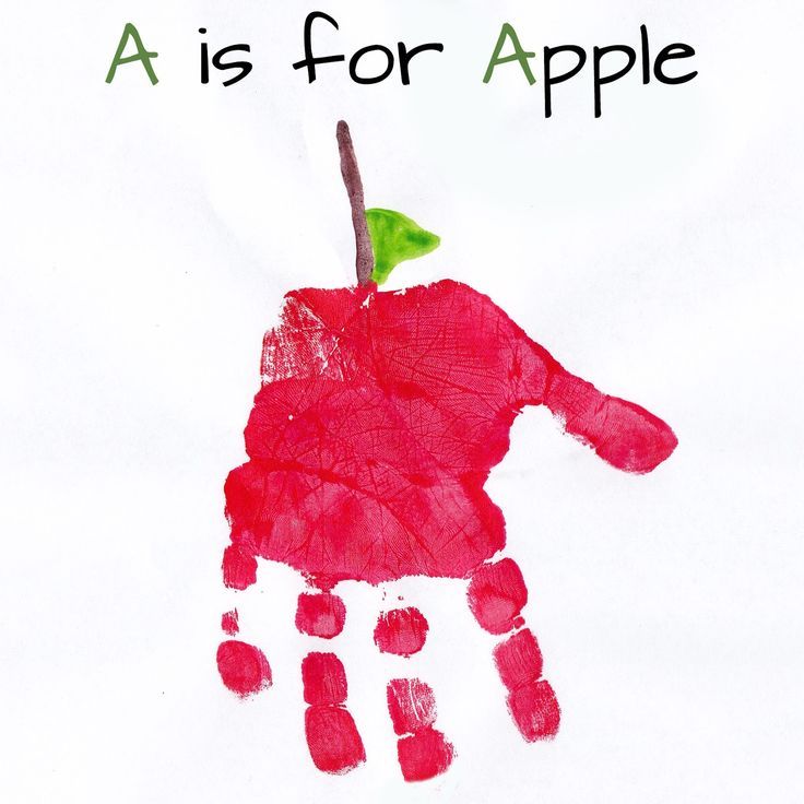 a child's handprint with an apple on it and the words as for apple