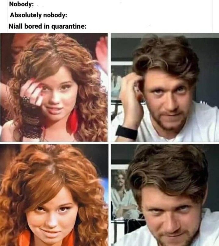 four different pictures of a man and woman with curly hair, one is talking on the phone