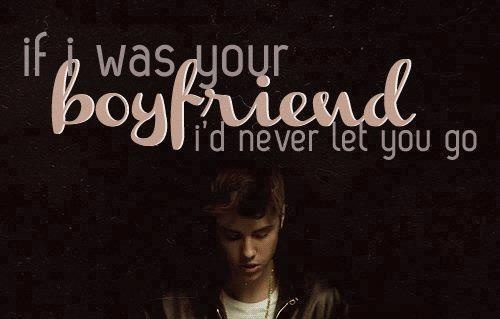 a boy is looking at his cell phone with the words if i was your boyfriend, i'd never let you go