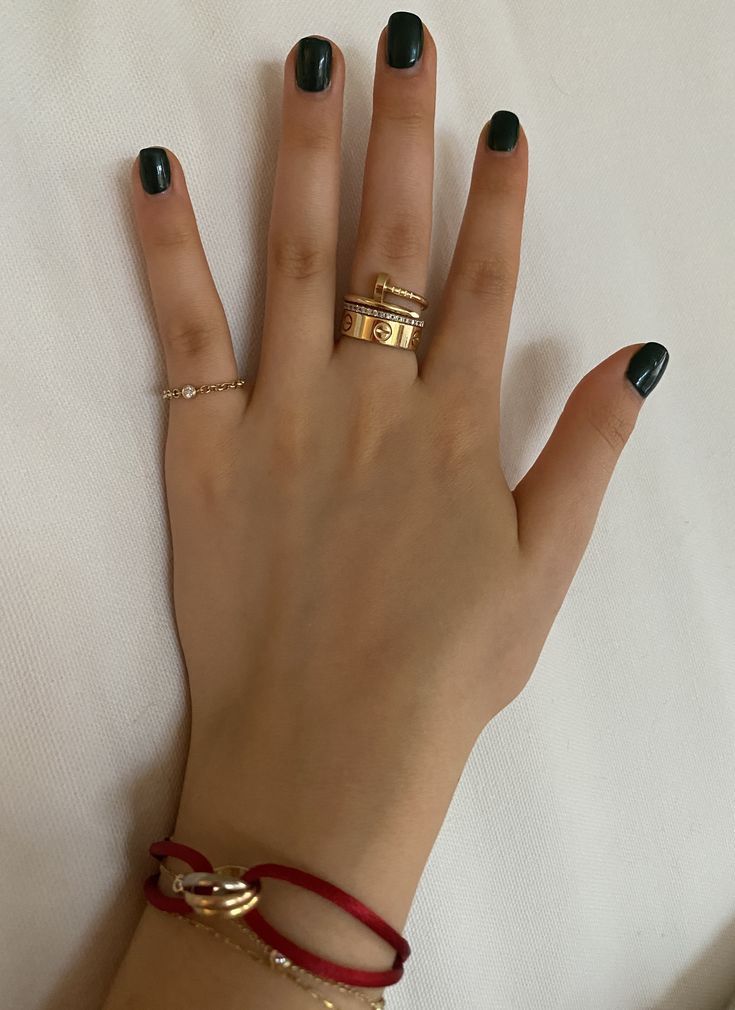 cartier love ring paired with the cartier nail ring and a cute dainty, gold, diamond chain ring to compliment the pinky finger Cartier Ring Stack, Cartier Stack, Cartier Nail Ring, Cartier Love Band, Luxury Wishlist, Pinky Finger Ring, Ring Stacks, Cartier Love Ring, Fashion Minimal