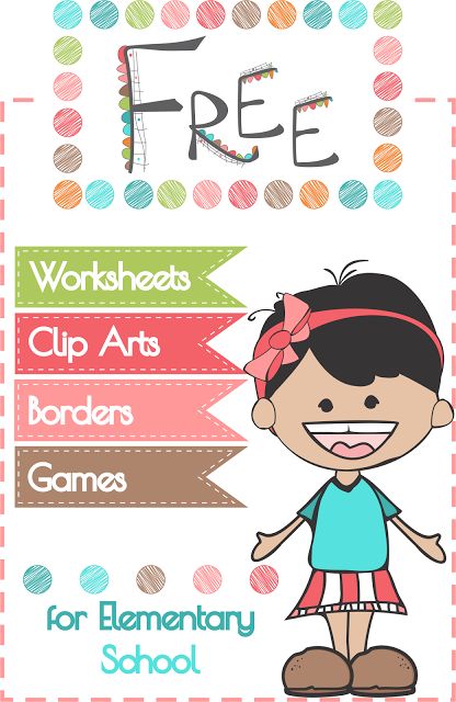 a poster with the words free worksheets clip arts borders games for elementary school