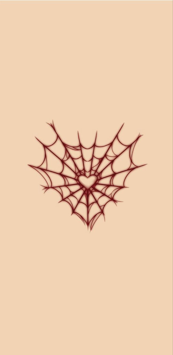 a drawing of a spider web on a beige background