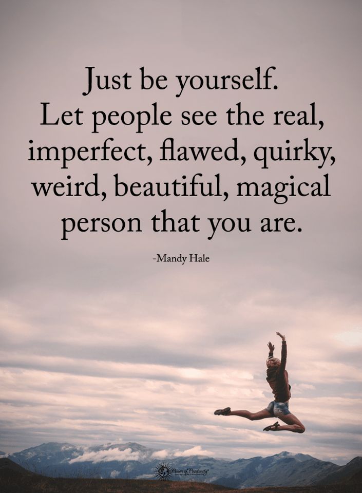 a person jumping in the air with a quote above it that says, just be yourself let