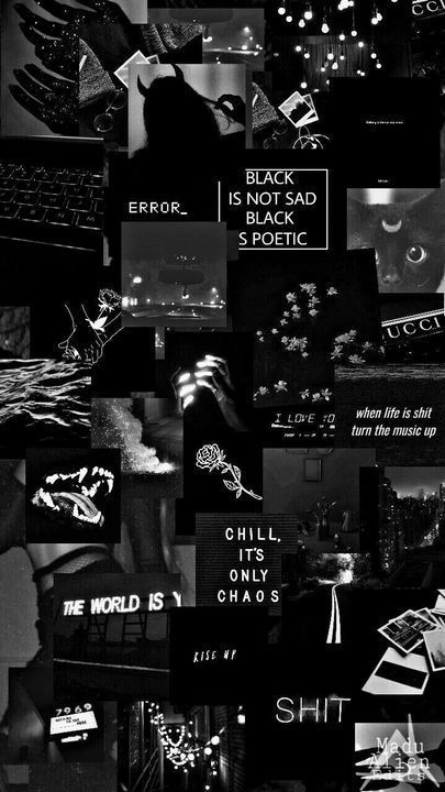 black and white collage with text that reads,'the world is chaos '