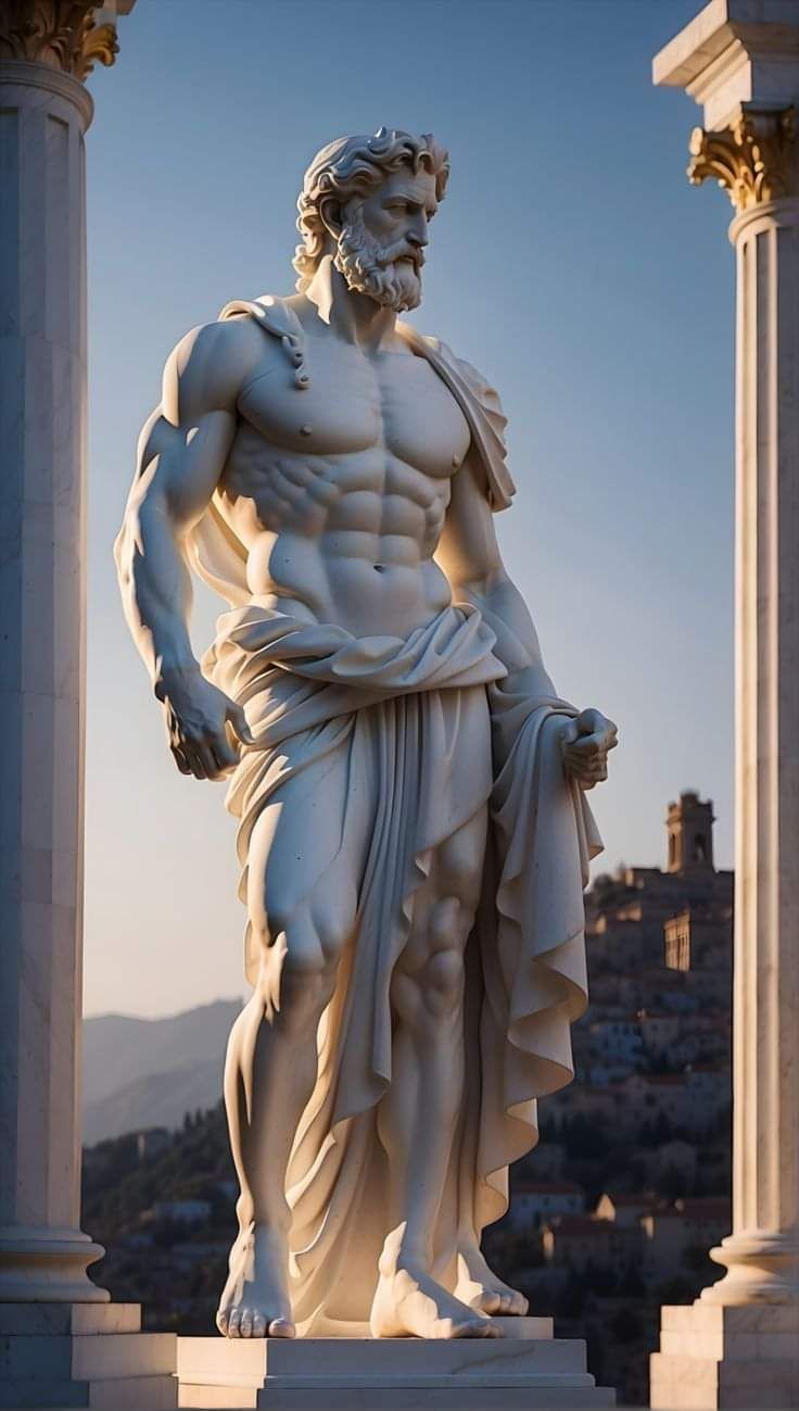 Greek God Sculptures, Masculine Physique, Zeus Statue, Greek Mythology Statue, Ancient Greek Sculpture, Greek Mythology Gods, Classic Sculpture, Greek Statues, Ancient Statues