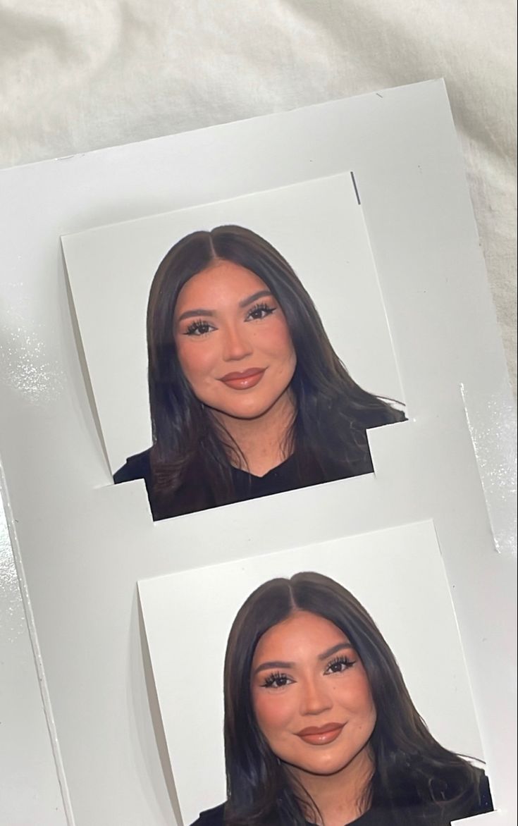 two pictures of a woman with long hair and no make - up, one showing the same face