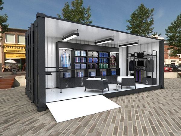 Ben Sherman Container Store by Jair Barrón, via Behance Container Coffee Shop, Shipping Container Design, Container Restaurant, Container Cafe, Container Conversions, Container Bar, Shipping Container Home Designs, Container Buildings, Container Architecture