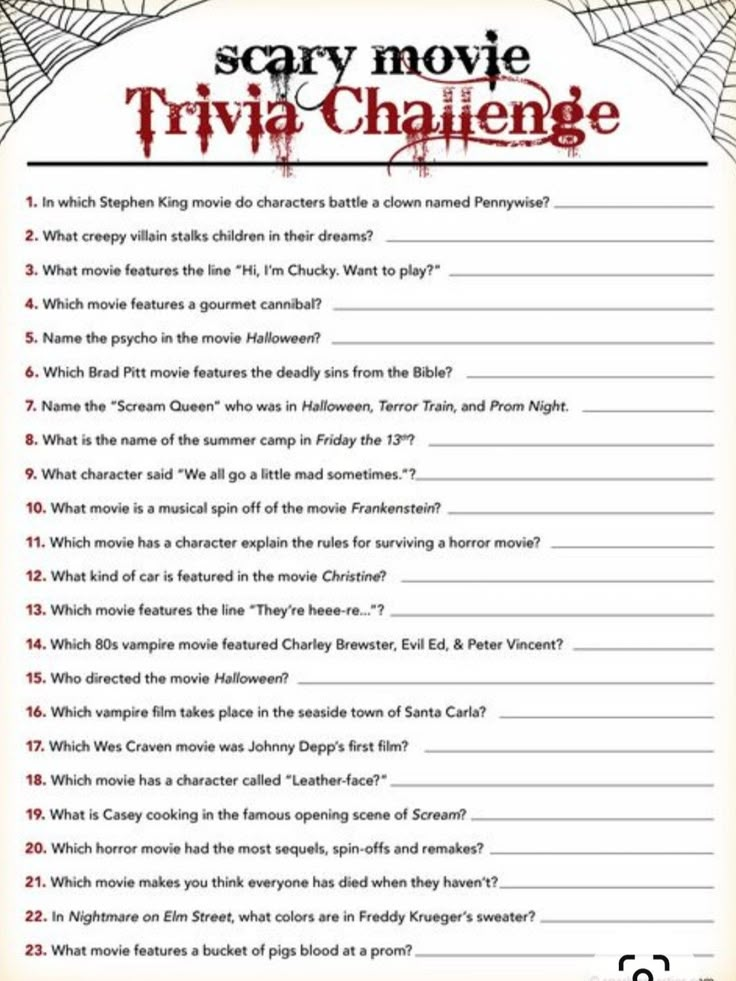 the scary movie trivia challenge is shown in this printable worksheet for kids