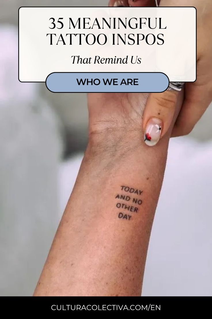 a woman's arm with tattoos on it and the caption that reads, 35 meaning