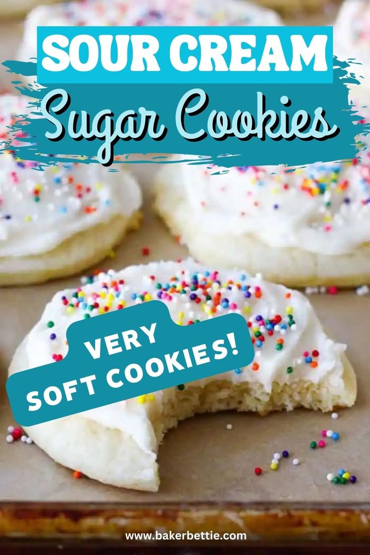 sugar cookies with white frosting and sprinkles