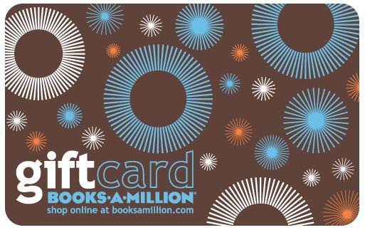 the gift card is designed to look like an abstract pattern with blue and orange circles