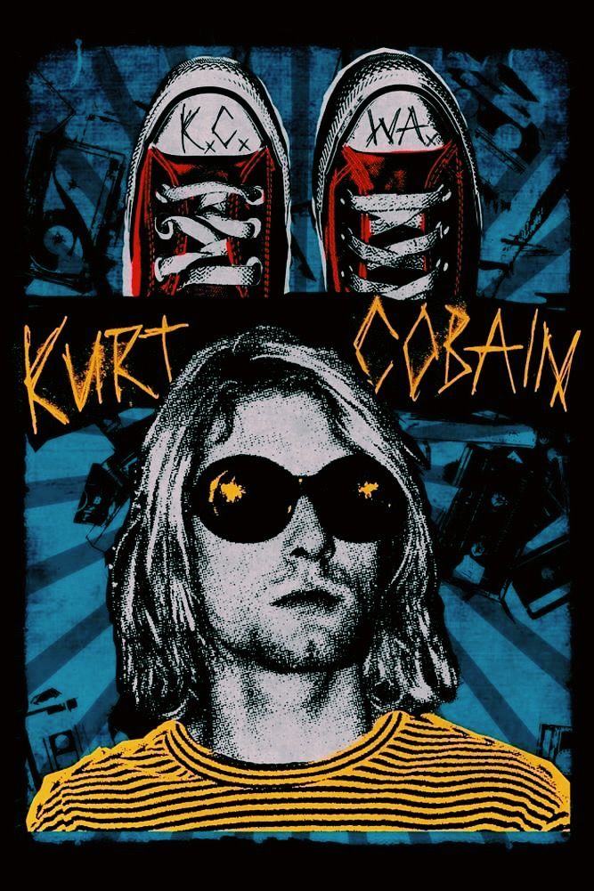 a man with sunglasses on top of his head and the words kuret cobain