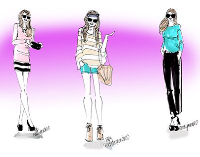 three women are walking down the street in different outfits and shoes, one is wearing sunglasses