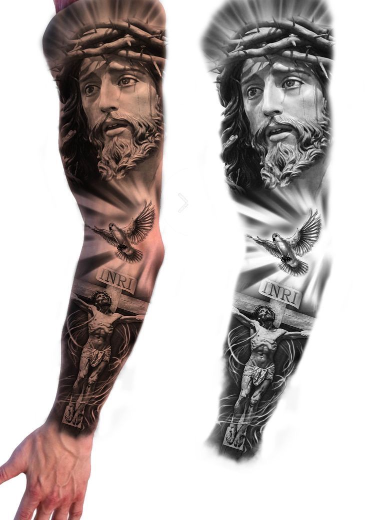 tattoos on the arm and leg of jesus