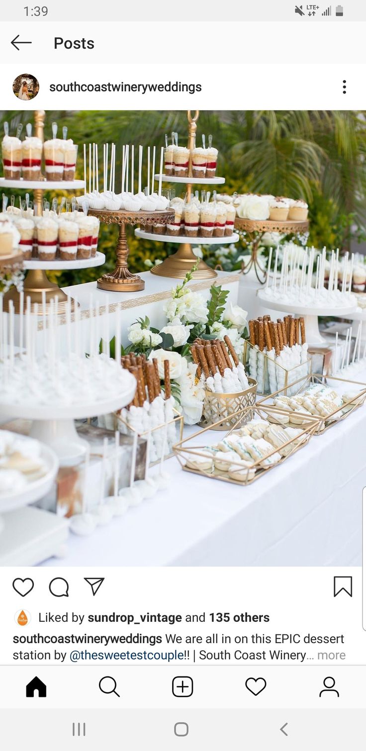 an image of a table with desserts on it