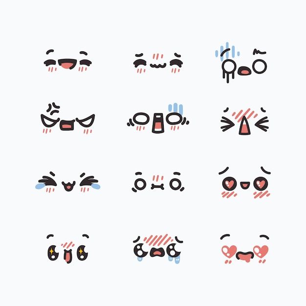 the different types of emoticions are shown in this image, including eyes and nose shapes