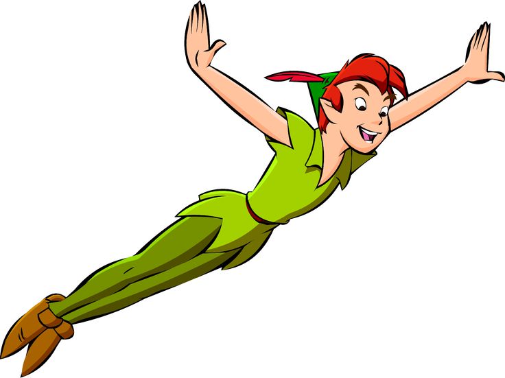 the tinkerbell is flying through the air with his arms out and legs spread wide