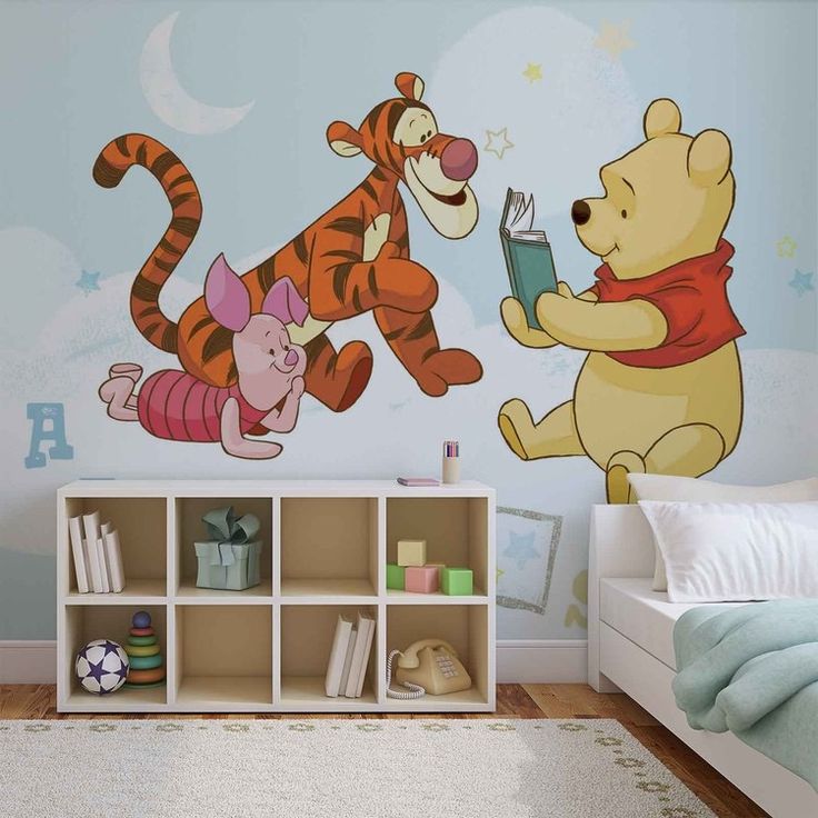 winnie the pooh and tigger wall decals in a child's bedroom