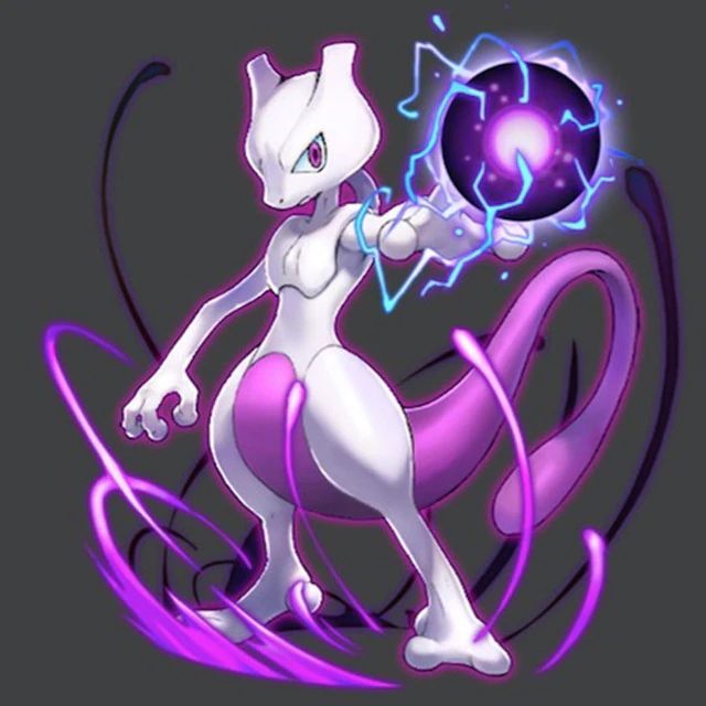 a white cat holding a purple ball in it's right hand, with lightning coming out of its back