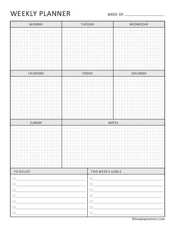 a printable weekly planner is shown in the middle of a page with lines on it