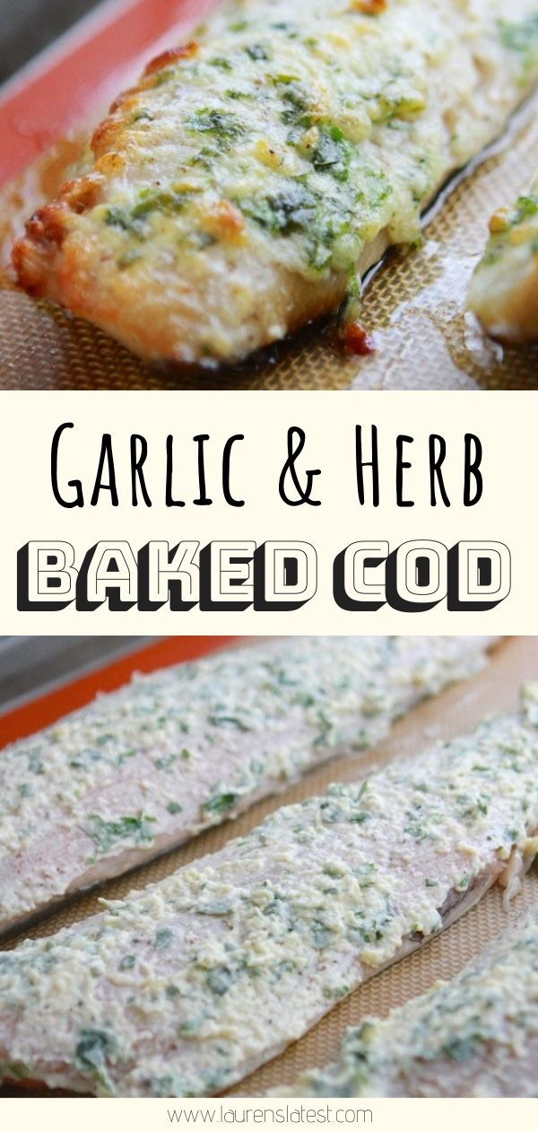 garlic and herb baked food on a baking sheet with the words garlic and herb baked good above it