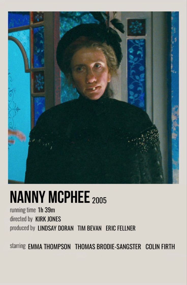 the poster for nanny mcphee, featuring an image of a woman in black