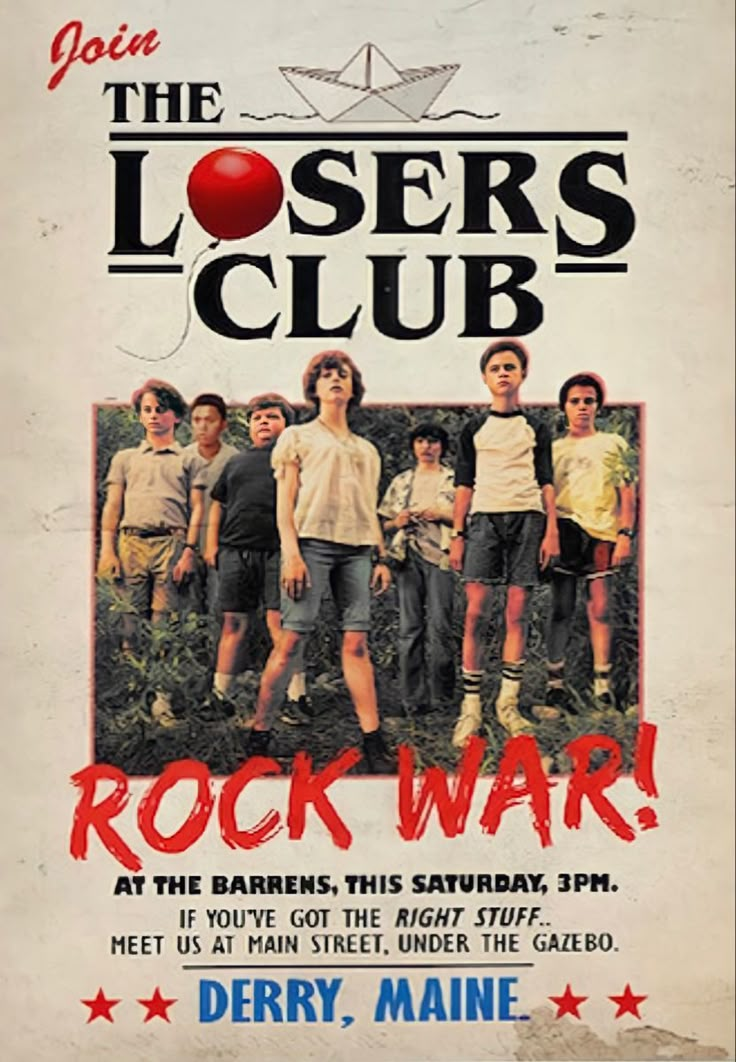 an old concert poster for the losers club