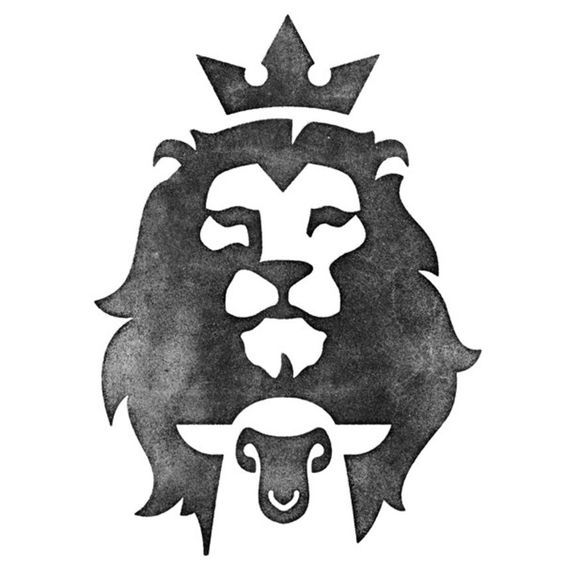 a black and white drawing of a lion with a crown