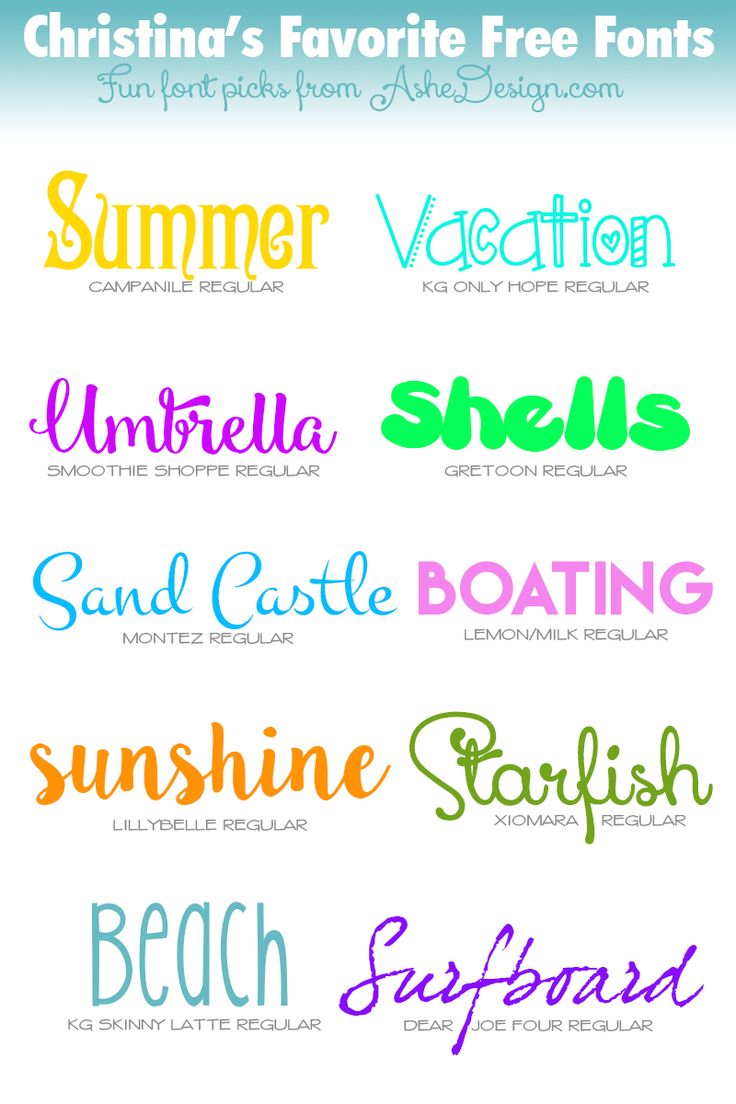 the different font styles and colors are shown in this image, with each letter on it's own side