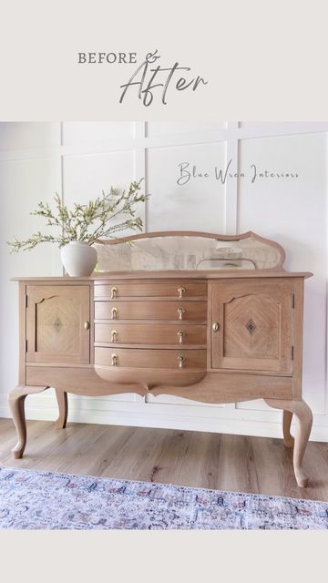 the before and after of a wooden dresser