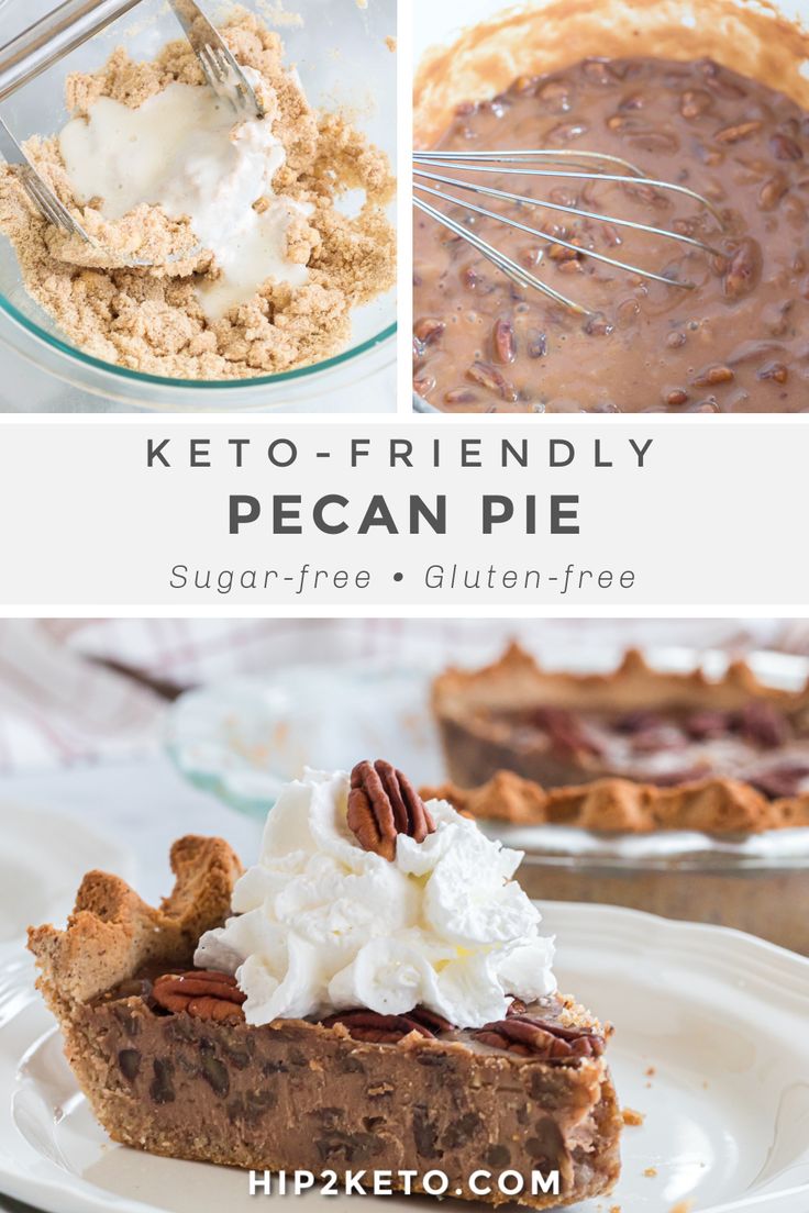 a pie with pecan toppings on top and the words keto - friendly pecan pie above it