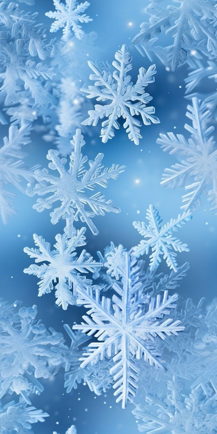 snow flakes are shown on a blue background