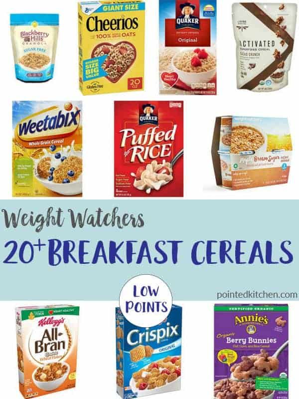 the top 20 breakfast cereals for weight watchers are on display in this postcard