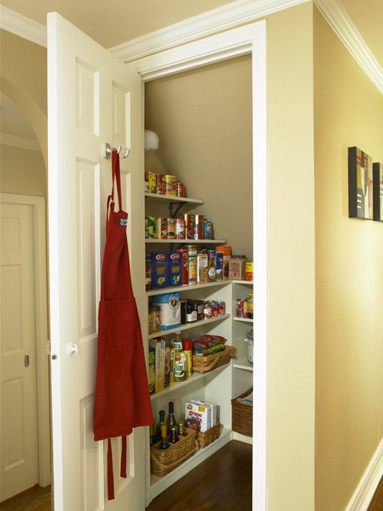 the pantry is open and ready to be used as a storage area for various items