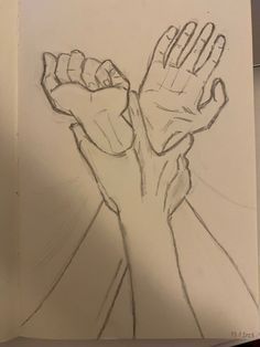 a drawing of two hands reaching up into the air