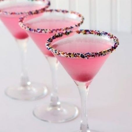 three martinis with sprinkles on the rim