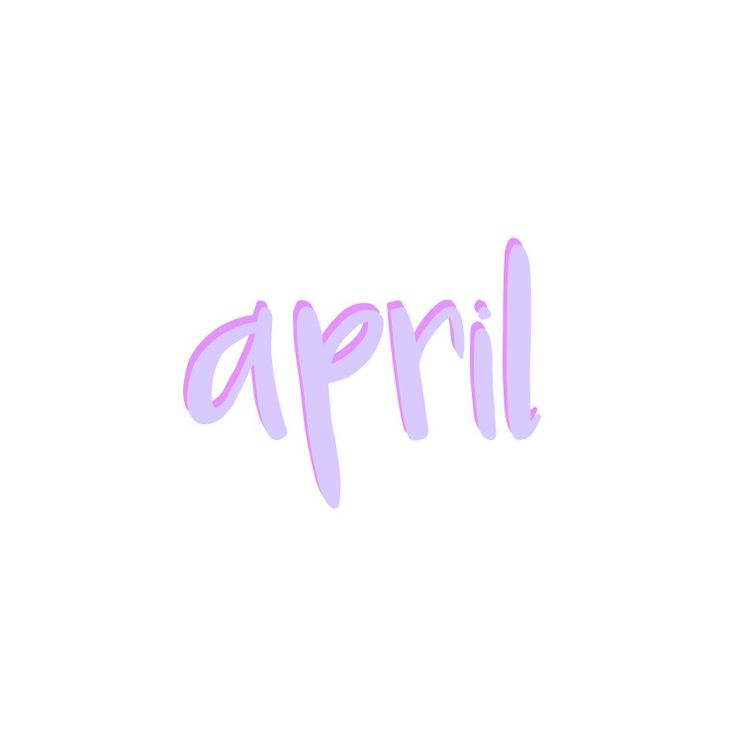 the word april written in pink on a white background