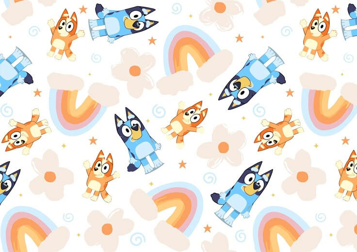 an image of a pattern with cats and rockets on the sky for children's wallpaper