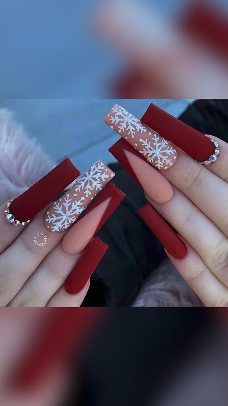 Winter Nails Acrylic, Nagel Tips, Christmas Nails Acrylic, Acrylic Nails Coffin, Stick On Nails, Xmas Nails, Kwanzaa, Nailed It, Christmas Nail Designs