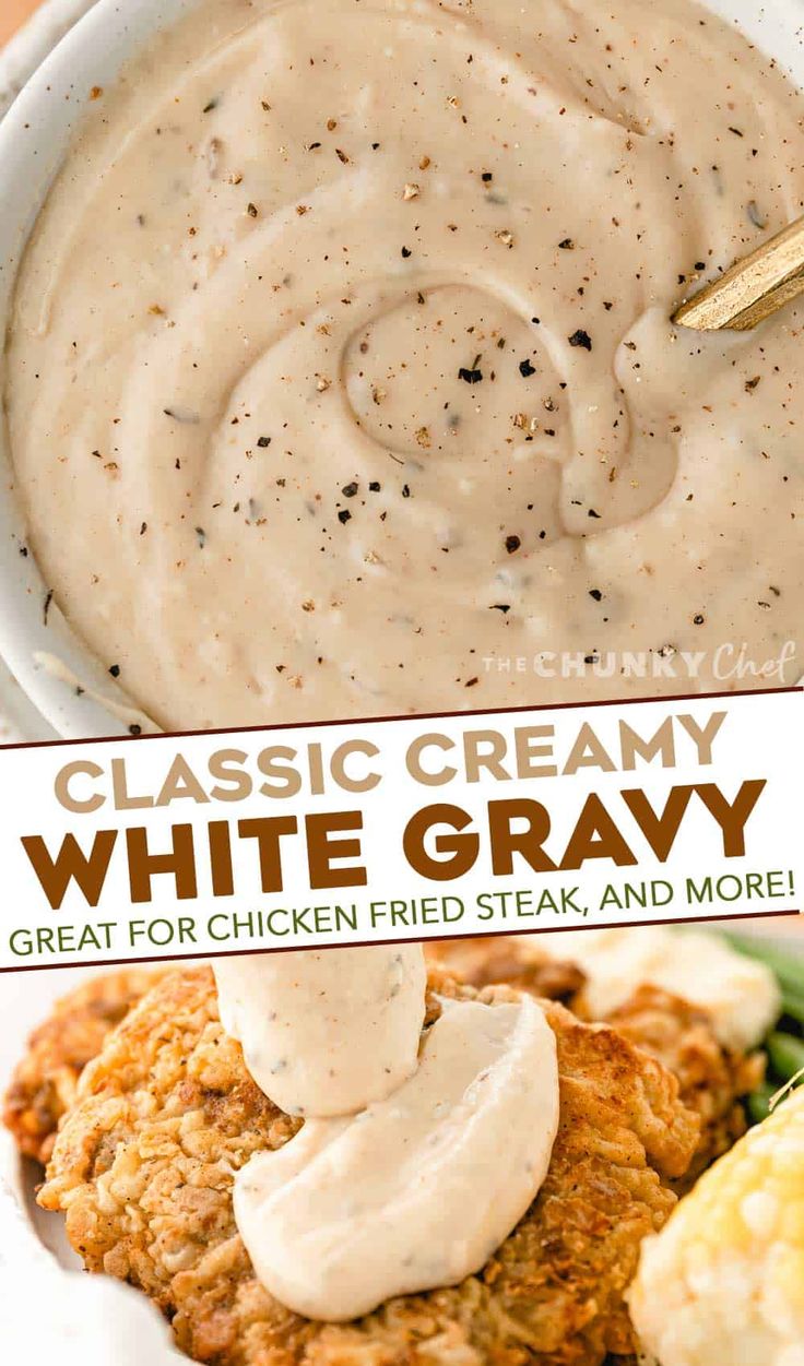 a white gravy is being served in a bowl