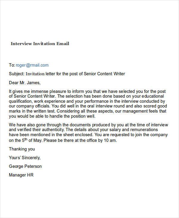 a letter to someone requesting that they have received an email from their boss or colleague