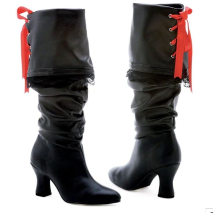 Women's Black Pirate Boots- Size 10 - Brand New Never Worn Be The Captain Of Your Own Ship With These Women's Black Pirate Boots. Includes (1) Pair Of Boots With A Red Sash And 2.5" Heel.- Size 10 Material Polyurethane, All Man Made Material Gender F Pirate Boots Womens, Pirate Shoes, Arcana Oc, Pirate Aesthetic, Costume Pirate, Black Pirate, Pirate Dress, Steampunk Boots, Pirate Boots