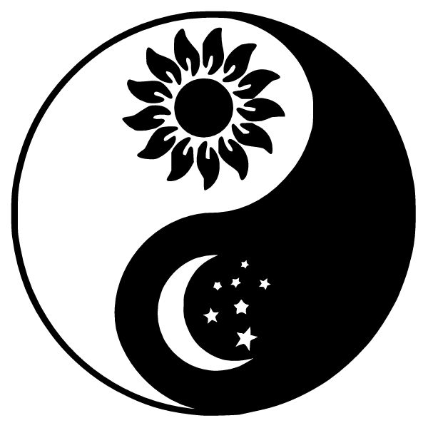 the yin symbol with stars in it