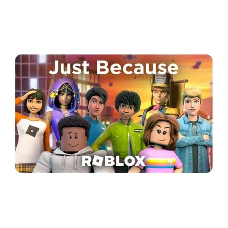 a group of people standing next to each other with the words just because roblox