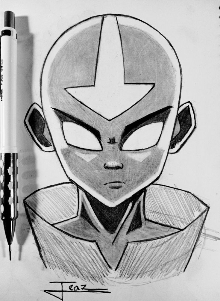 Avatar Aang fanart Drawing Avatar The Last Airbender, Avatar The Last Airbender Drawings Easy, Avatar Easy Drawing, Avatar Aang Drawing, Avatar The Last Airbender Sketch, Easy Anime Sketches, Cool Anime Sketches, Aang Sketch, Appa Drawing