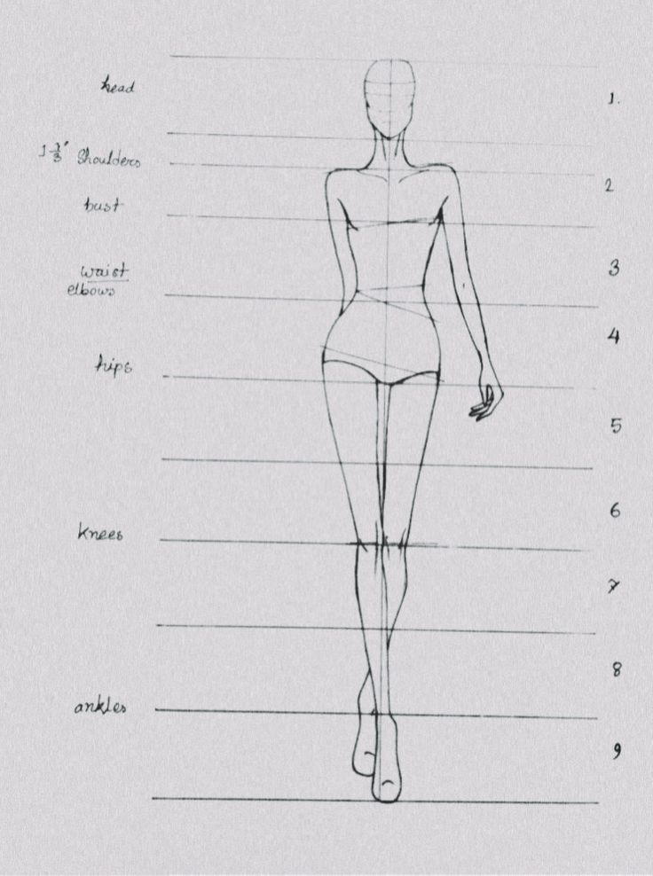 a drawing of a woman's body with the measurements