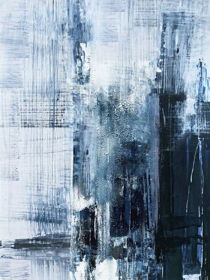 an abstract painting with blue and white colors