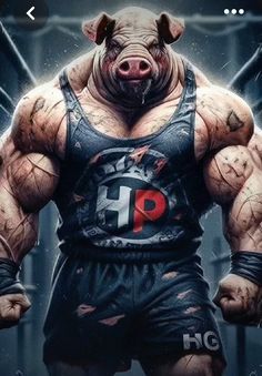 an image of a pig with big muscles