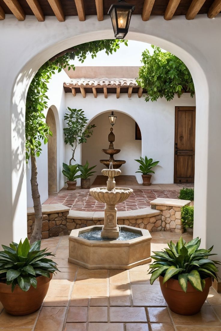 Luxury Hacienda, Hacienda Style Bathroom, Mediterranean Spanish Style Homes, Traditional Mexican House, Hacienda Courtyard, Hacienda Home, Mexico Houses, Mexican Modernism, Modern Hacienda