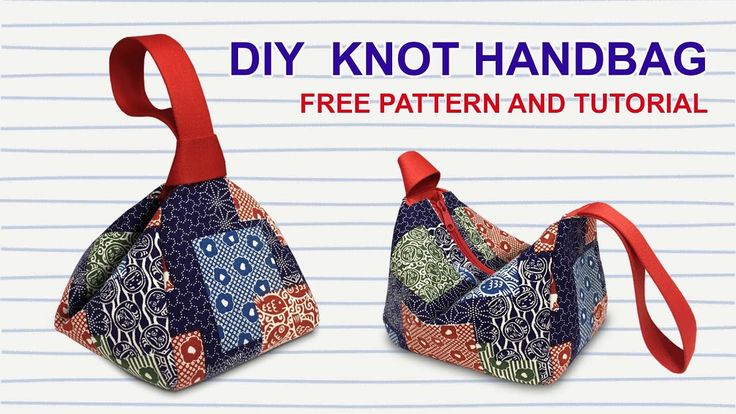 two small purses with red handles on each side and the words diy knott handbag